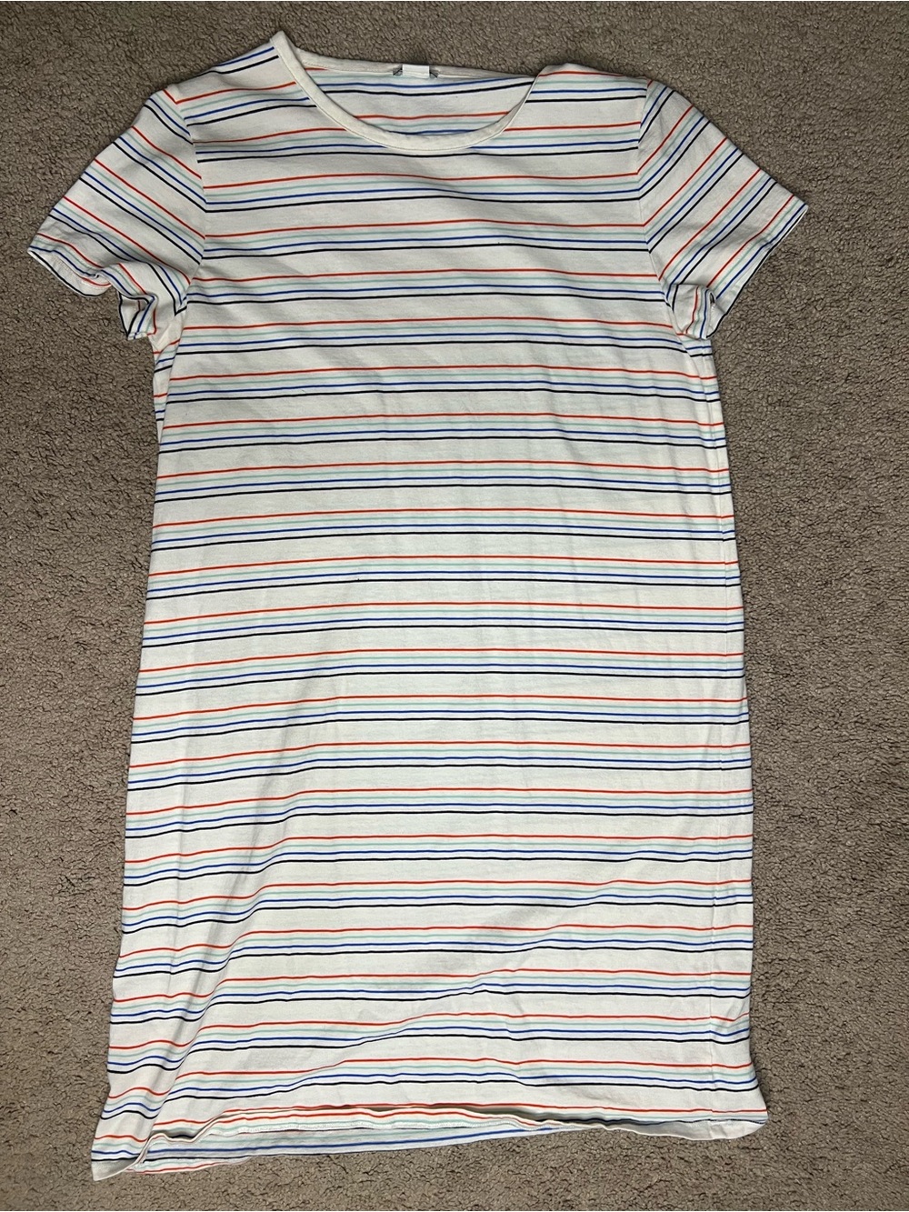 Casual White Striped T-Shirt Dress